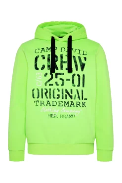 Clearance CAMP DAVID & SOCCX Kapuzensweatshirt mit Used Print neon green neongreen