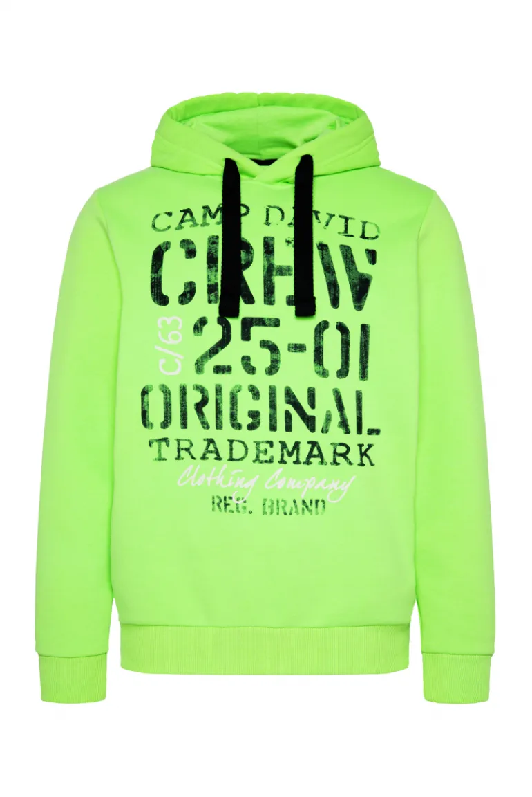 Clearance CAMP DAVID & SOCCX Kapuzensweatshirt mit Used Print neon green neongreen