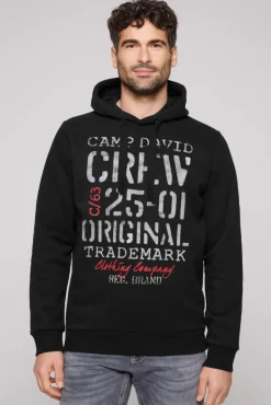 Sale CAMP DAVID & SOCCX Kapuzensweatshirt mit Used Print black