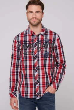 Sale CAMP DAVID & SOCCX Karohemd mit Label-Applikationen flight red flightred