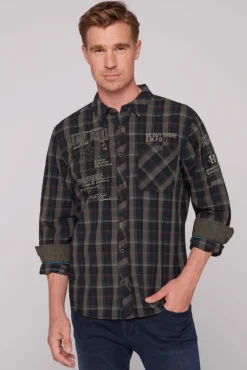 Hot CAMP DAVID & SOCCX Karohemd mit Label-Applikationen black