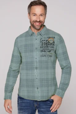 Store CAMP DAVID & SOCCX Karohemd mit Label-Applikationen teal