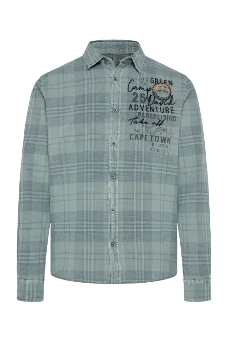 Store CAMP DAVID & SOCCX Karohemd mit Label-Applikationen teal