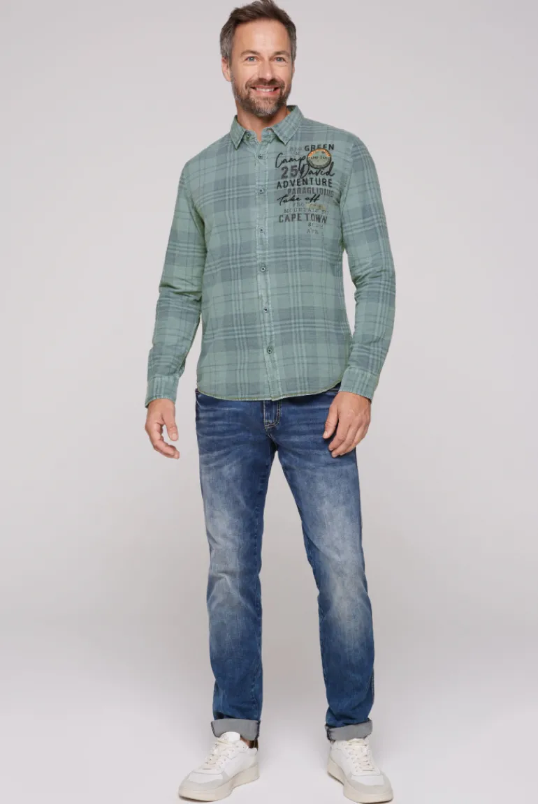 Store CAMP DAVID & SOCCX Karohemd mit Label-Applikationen teal