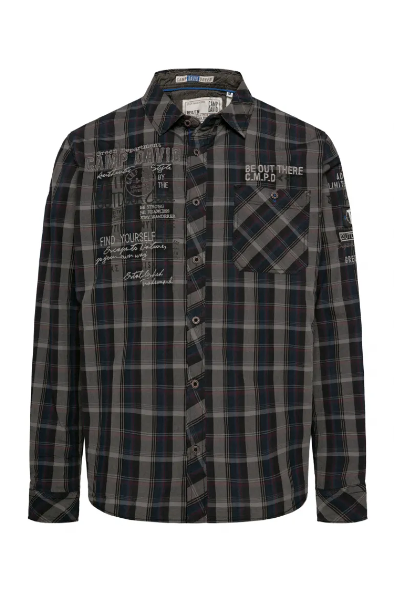 Online CAMP DAVID & SOCCX Karohemd mit Label-Applikationen black