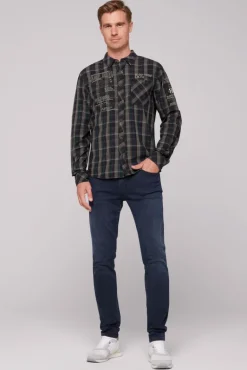 Online CAMP DAVID & SOCCX Karohemd mit Label-Applikationen black