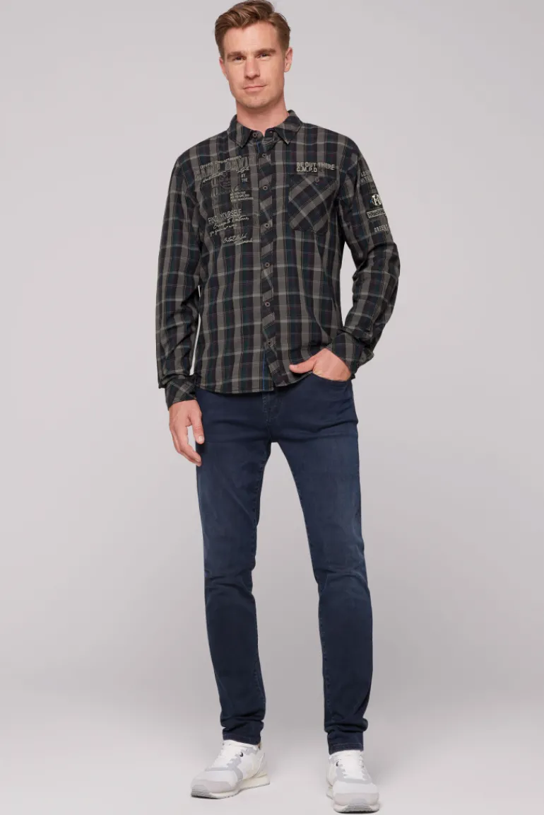 Online CAMP DAVID & SOCCX Karohemd mit Label-Applikationen black