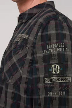 Online CAMP DAVID & SOCCX Karohemd mit Label-Applikationen black