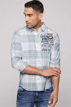 Discount CAMP DAVID & SOCCX Karohemd mit Label-Applikationen opticwhite
