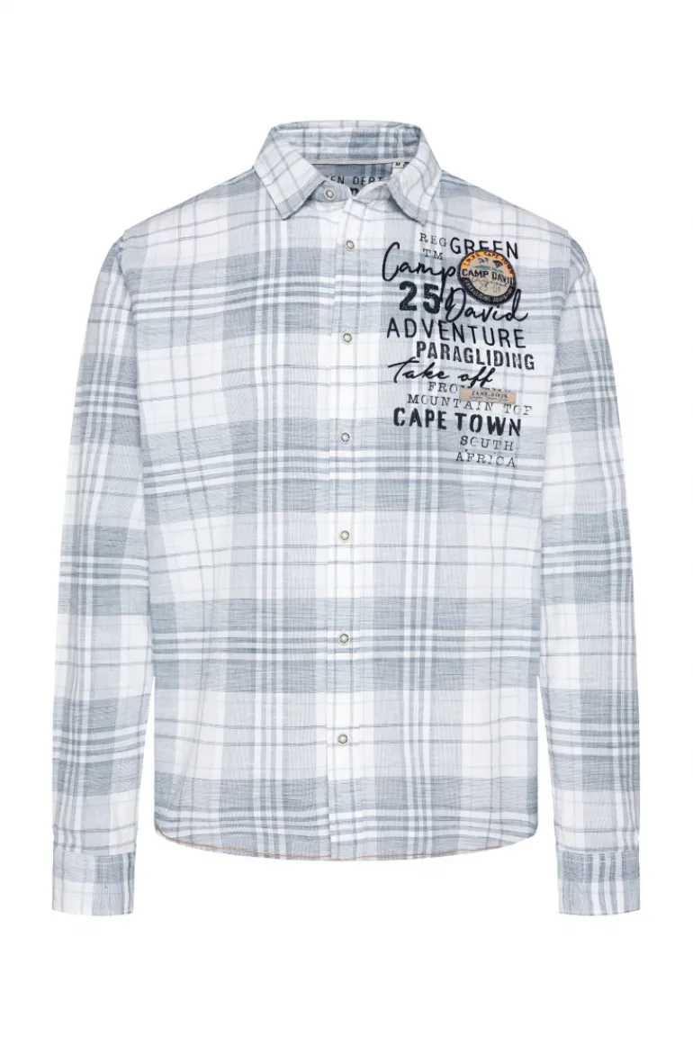 Discount CAMP DAVID & SOCCX Karohemd mit Label-Applikationen opticwhite