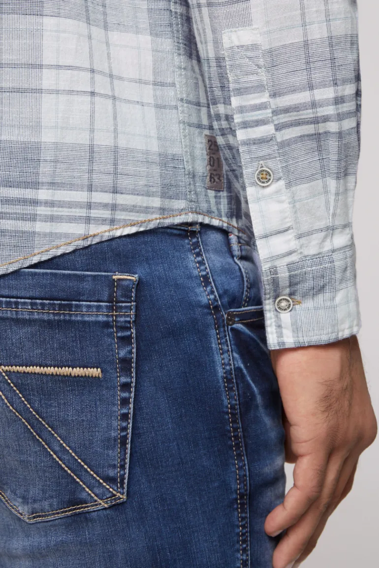 Discount CAMP DAVID & SOCCX Karohemd mit Label-Applikationen opticwhite
