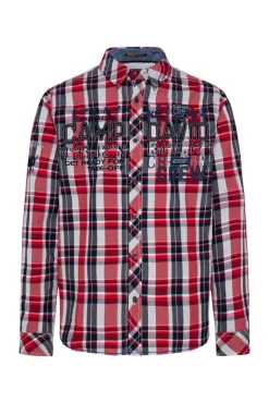 Discount CAMP DAVID & SOCCX Karohemd mit Label-Applikationen flight red flightred