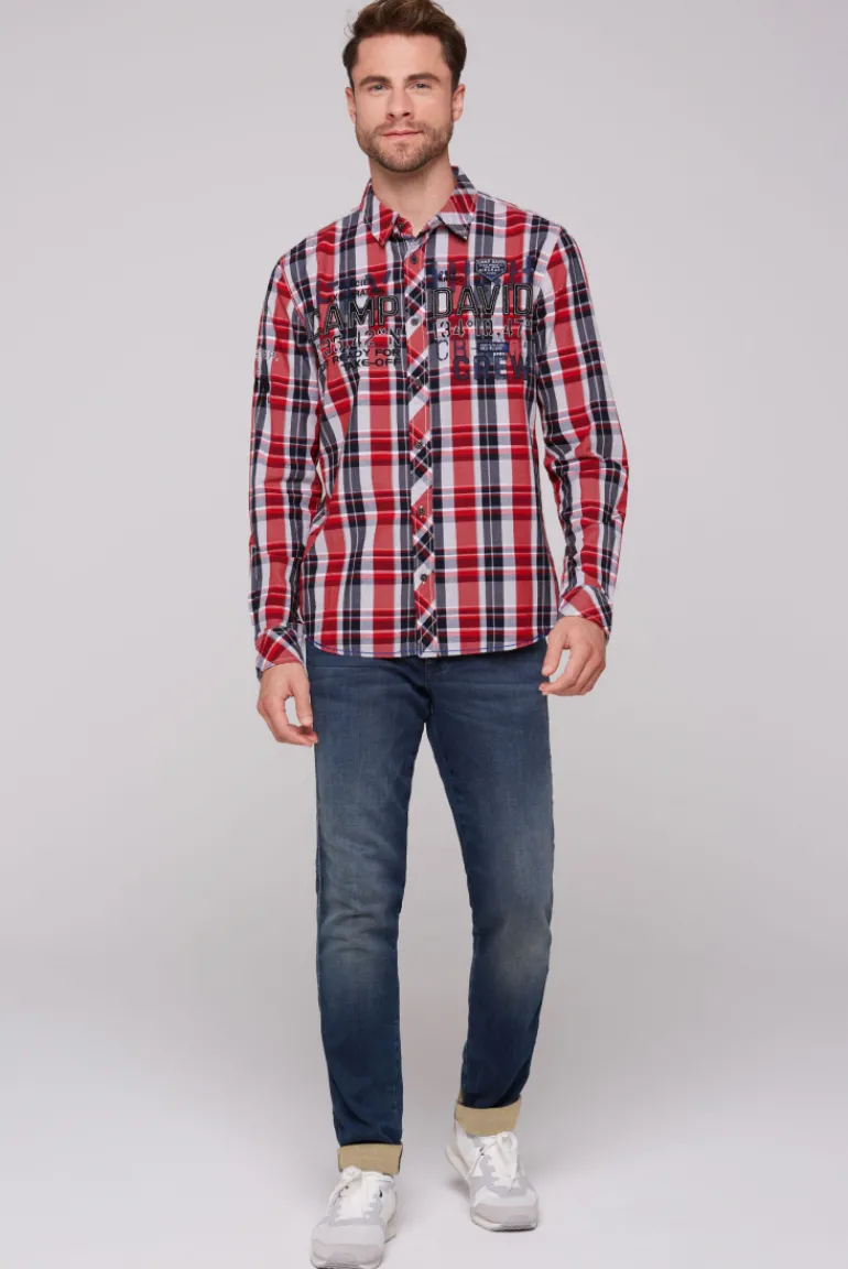 Discount CAMP DAVID & SOCCX Karohemd mit Label-Applikationen flight red flightred