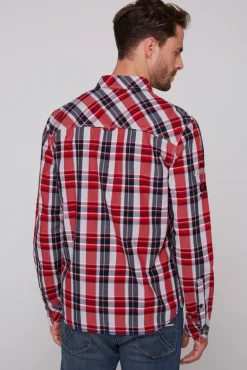 Discount CAMP DAVID & SOCCX Karohemd mit Label-Applikationen flight red flightred