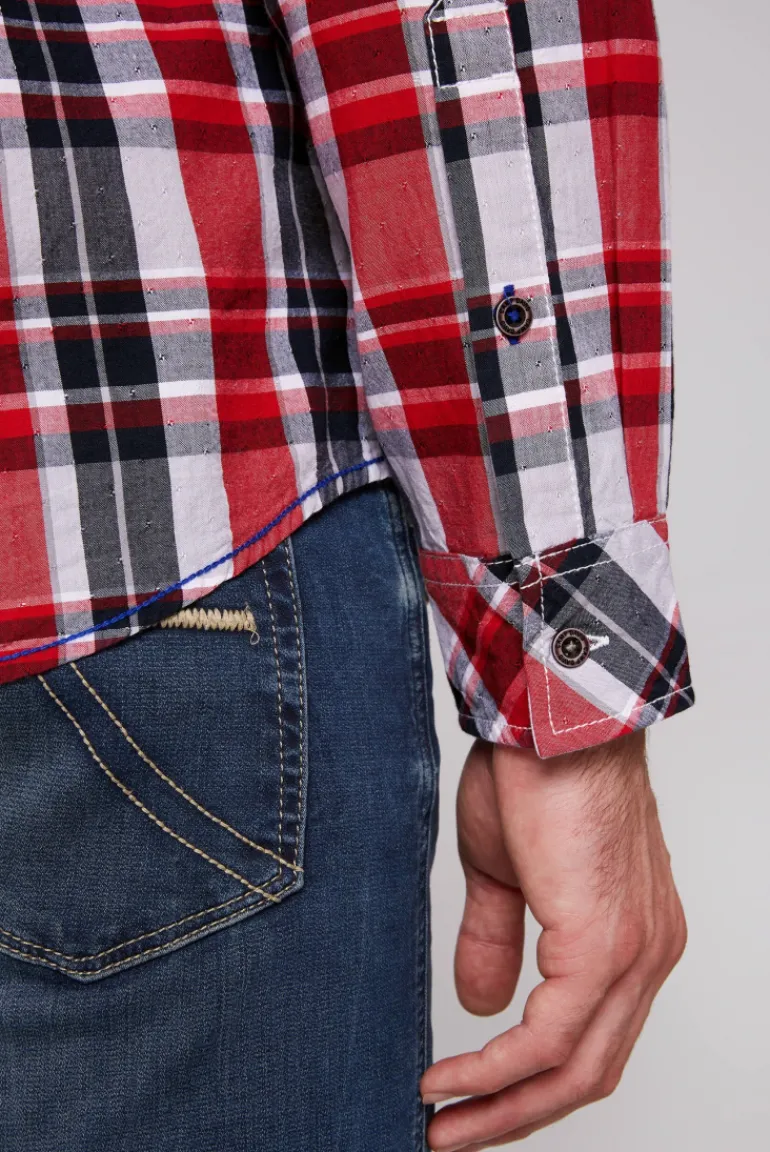 Discount CAMP DAVID & SOCCX Karohemd mit Label-Applikationen flight red flightred