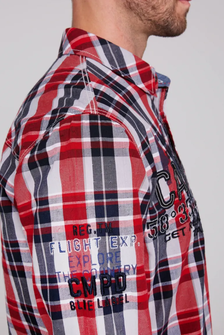 Discount CAMP DAVID & SOCCX Karohemd mit Label-Applikationen flight red flightred