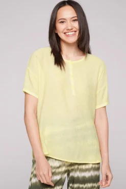 Online CAMP DAVID & SOCCX Kurzarmbluse mit Crèpe-Struktur faded yellow fadedyellow