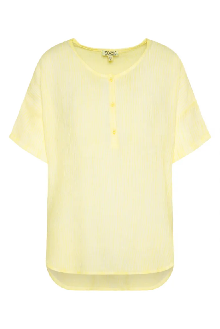 Online CAMP DAVID & SOCCX Kurzarmbluse mit Crèpe-Struktur faded yellow fadedyellow