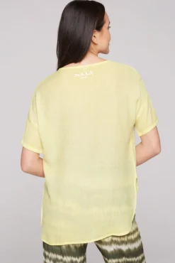 Online CAMP DAVID & SOCCX Kurzarmbluse mit Crèpe-Struktur faded yellow fadedyellow