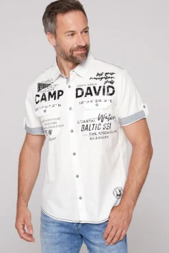 Sale CAMP DAVID & SOCCX Kurzarmhemd mit Klappentaschen und Prints opticwhite