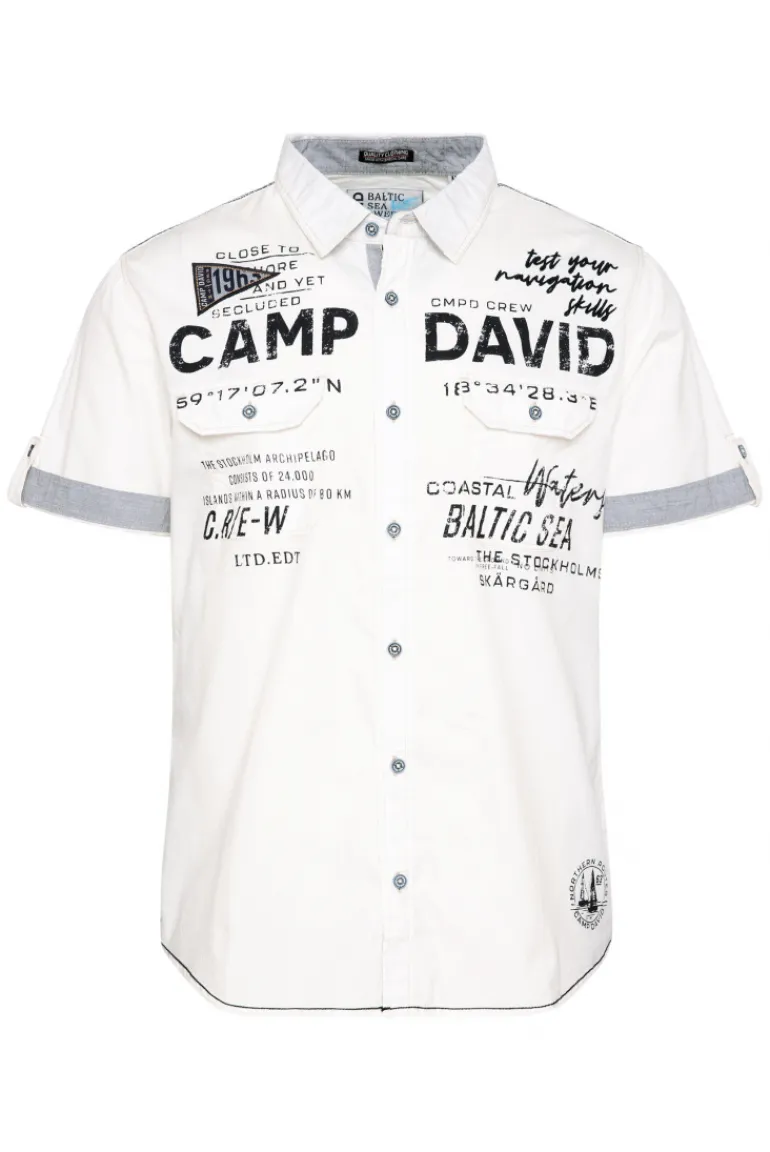 Sale CAMP DAVID & SOCCX Kurzarmhemd mit Klappentaschen und Prints opticwhite