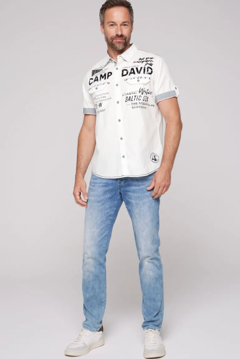 Sale CAMP DAVID & SOCCX Kurzarmhemd mit Klappentaschen und Prints opticwhite