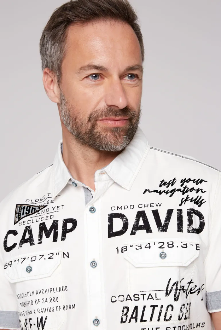 Sale CAMP DAVID & SOCCX Kurzarmhemd mit Klappentaschen und Prints opticwhite