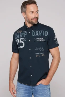 Clearance CAMP DAVID & SOCCX Kurzarmhemd mit Logo-Applikationen blue navy bluenavy