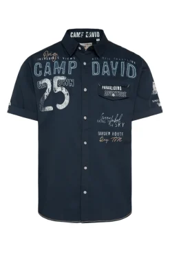 Clearance CAMP DAVID & SOCCX Kurzarmhemd mit Logo-Applikationen blue navy bluenavy