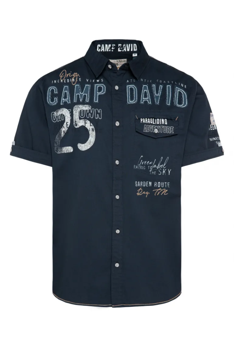 Clearance CAMP DAVID & SOCCX Kurzarmhemd mit Logo-Applikationen blue navy bluenavy