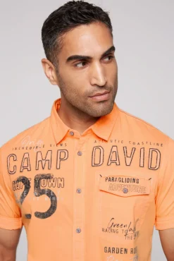Hot CAMP DAVID & SOCCX Kurzarmhemd mit Logo-Applikationen sunrise orange sunriseorange