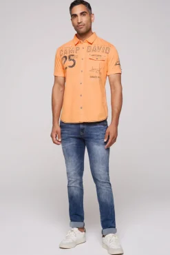 Cheap CAMP DAVID & SOCCX Kurzarmhemd mit Logo-Applikationen sunrise orange sunriseorange