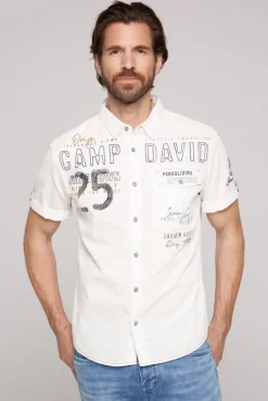 Cheap CAMP DAVID & SOCCX Kurzarmhemd mit Logo-Applikationen ivory