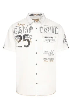 Cheap CAMP DAVID & SOCCX Kurzarmhemd mit Logo-Applikationen ivory