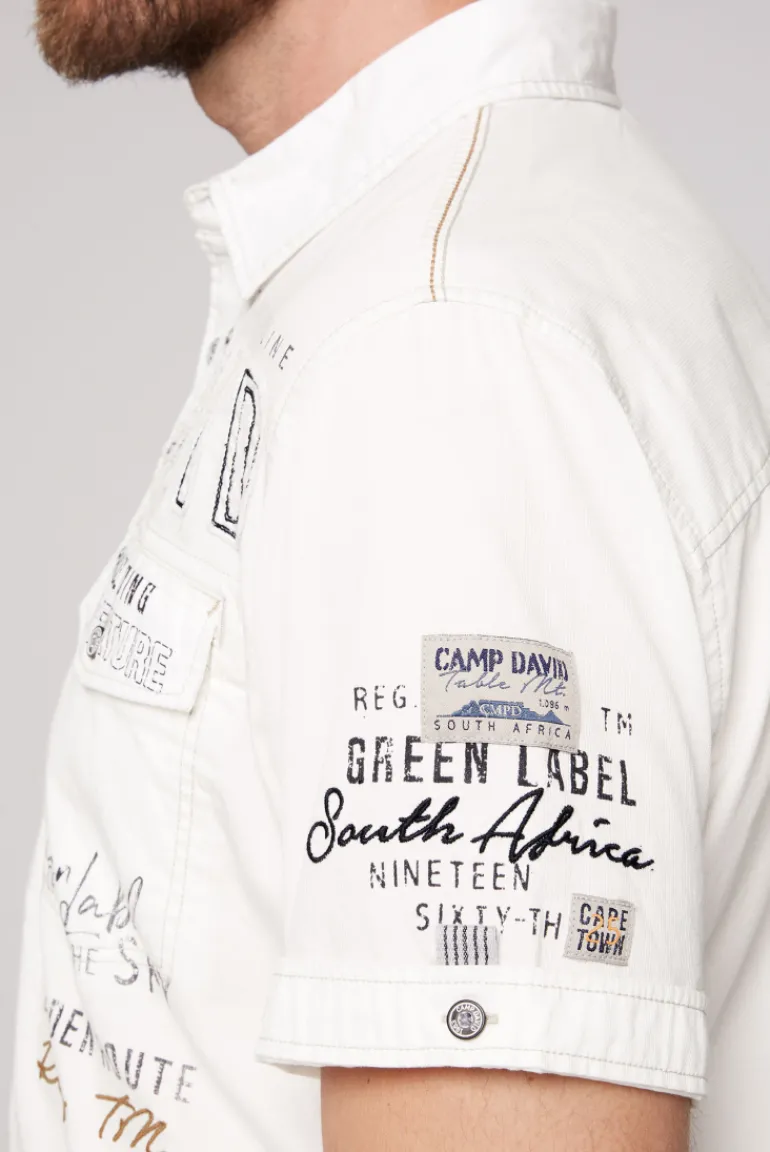 Cheap CAMP DAVID & SOCCX Kurzarmhemd mit Logo-Applikationen ivory