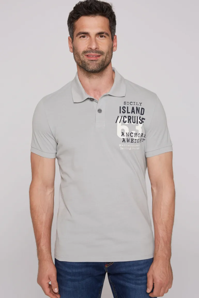 Shop CAMP DAVID & SOCCX Kurzarmpolo aus Pikee mit Label Print cozy blue cozyblue