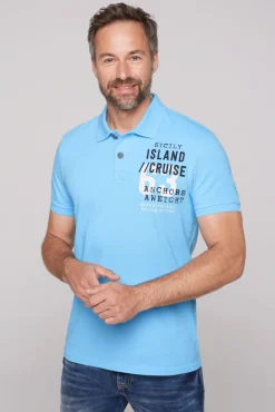 Sale CAMP DAVID & SOCCX Kurzarmpolo aus Pikee mit Label Print | S aqua