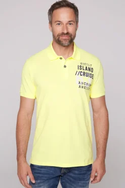 Cheap CAMP DAVID & SOCCX Kurzarmpolo aus Pikee mit Label Print sunlight