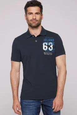 Discount CAMP DAVID & SOCCX Kurzarmpolo aus Pikee mit Label Print classic navy classicnavy