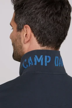 Discount CAMP DAVID & SOCCX Kurzarmpolo aus Pikee mit Label Print classic navy classicnavy