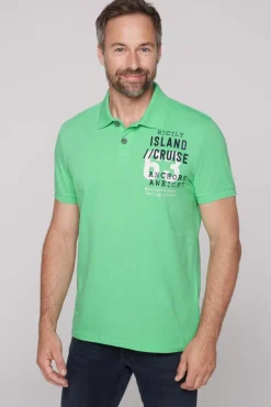 New CAMP DAVID & SOCCX Kurzarmpolo aus Pikee mit Label Print regatta green regattagreen