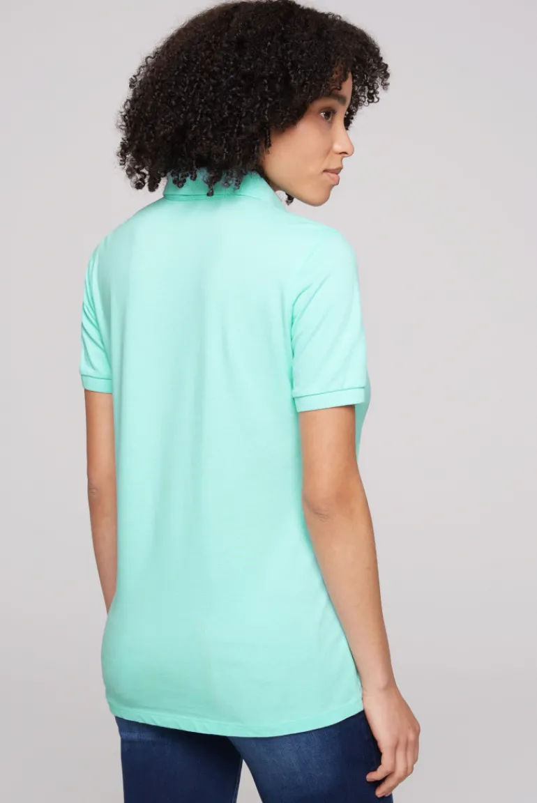 Outlet CAMP DAVID & SOCCX Kurzarmpolo aus Pikee mit Logo Print aqua green aquagreen