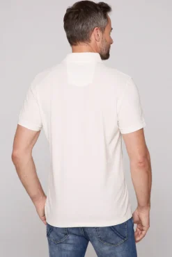 Cheap CAMP DAVID & SOCCX Kurzarmpolo aus Pikee mit Label Print ivory
