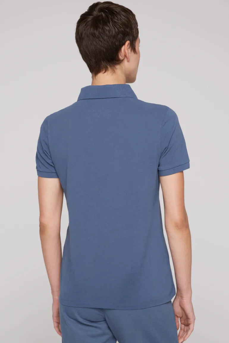 New CAMP DAVID & SOCCX Kurzarmpolo aus Pikee mit Logo Print blue haze bluehaze