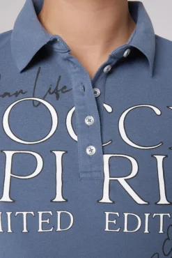 New CAMP DAVID & SOCCX Kurzarmpolo aus Pikee mit Logo Print blue haze bluehaze