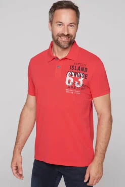Hot CAMP DAVID & SOCCX Kurzarmpolo aus Pikee mit Label Print skipper red skipperred