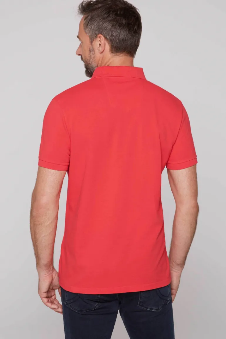 Hot CAMP DAVID & SOCCX Kurzarmpolo aus Pikee mit Label Print skipper red skipperred