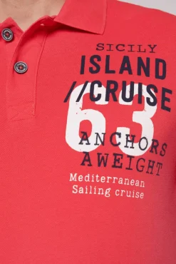 Hot CAMP DAVID & SOCCX Kurzarmpolo aus Pikee mit Label Print skipper red skipperred