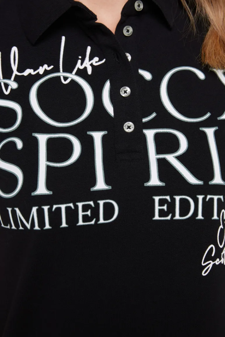 Online CAMP DAVID & SOCCX Kurzarmpolo aus Pikee mit Logo Print black