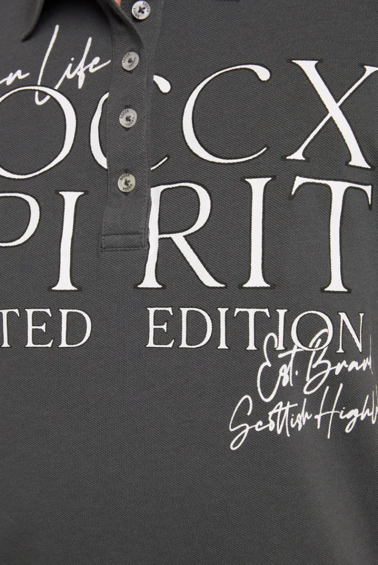 Online CAMP DAVID & SOCCX Kurzarmpolo aus Pikee mit Logo Print ash